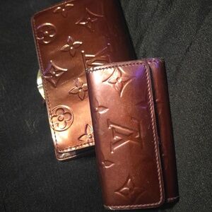 LV Red Vernis Wallet & Keyholder